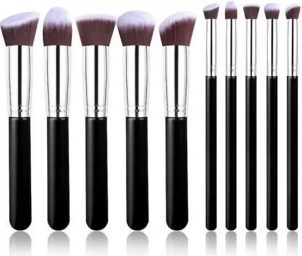 10 pcs Premium Synthetic Makeup Brush Set (Pack of 10)