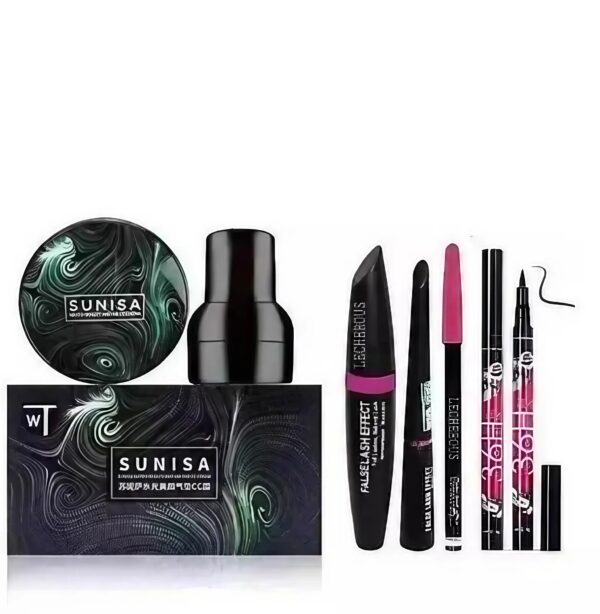 SUNISHA FOUNDATION WITH LONG PUFF INSIDE WITH 3IN1 KAJAL MASCARA EYELINER WITH 36H PENCIL EYELINER