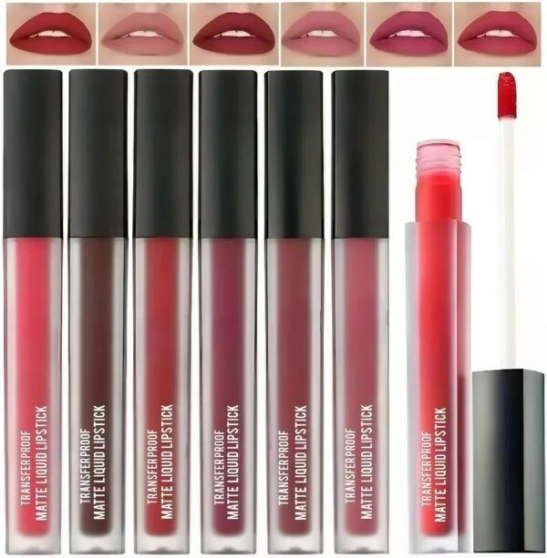 Non Transfer Professionally Longlasting Liquid Lipstick Combo Set Of 8  (nude seina, nude brown, Red Serenade, blush nude, cheery bloosm, blush, pink, perfect red, 48ml) Random any Six color