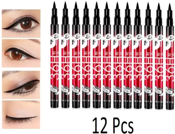 Insta Beauty Water Smudge Proof 36 Hour Long Lasting Liquid EyeLiner Pack of 12-30 g