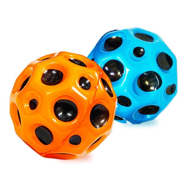 Super Bouncy Rubber Moon Ball Toy for Kids and Adults with Craters - High Bounce, Textured Grip, Perfect for Playtime Fun - Soft Foam Ball, Multicolor (Pack of 2)