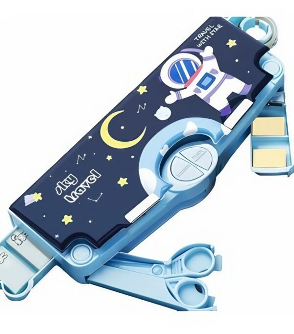 Plastic Jumbo Size Multi-Functional Astronaut Space Theme Pencil Modern Geometry Box with Accessories | Gifts for Kids