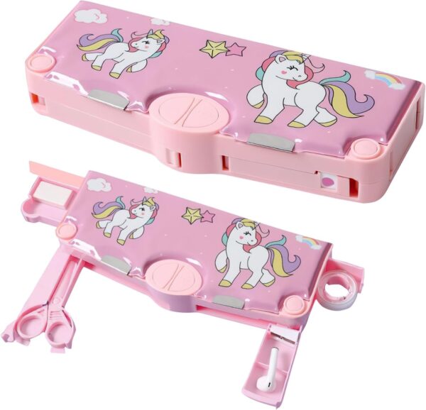 Multi-Functional Pencil Box for Kids, Space Pencil Box for Boys, Kids Pencil Box for Boys & Girls, Magnetic Pencil Box for Boys, Space Theme Gifts for Kids with Accessories. (Unicorn)