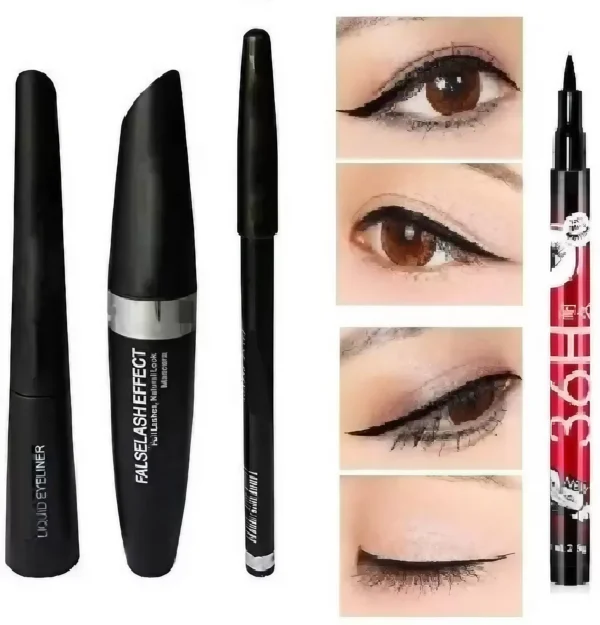 3-in-1 Eye Makeup Kit with Mascara, Eyeliner, Eyebrow Pencil & 36H Sketch Pen – Waterproof & Smudge-Proof