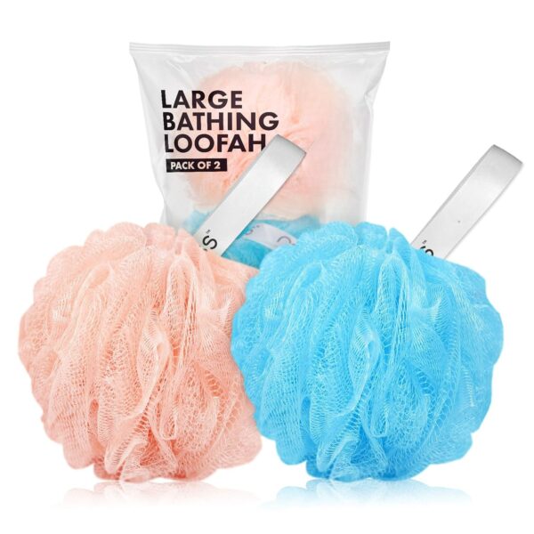 Large Bath Loofah Sponge Scrubber Exfoliator for High Lather Cleansing Pack of 2