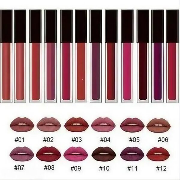 Huda Crush Beauty Pack Of 12Pcs Matte Liquid Lipstick Makeup Set, Long-Lasting Ultra Smooth Waterproof Multicolor Velvety Lips Gloss Make Up Gift Set For Girls