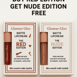 Buy Red Edition & Get Nude Edition Free – Matte, Waterproof, No Transfer, Long Wear Lipstick Packaging Display
