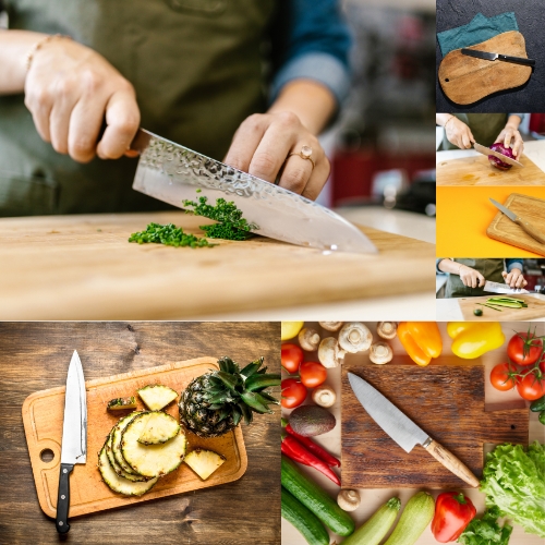 Cutting Board with Knife